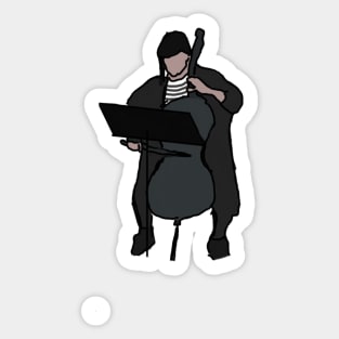 Spooky goth girl playing cello show inspired Sticker